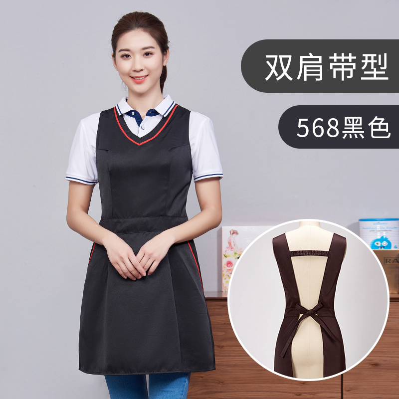 工装呢双肩带服务员围裙H15-568图6